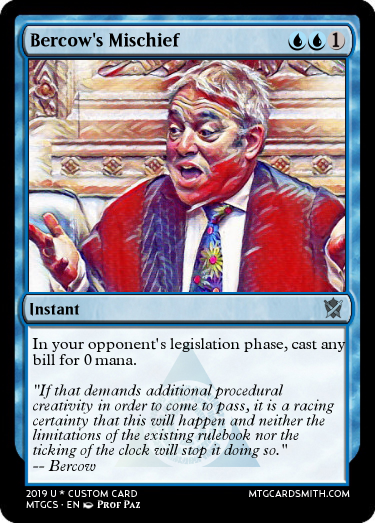 Bercow's Mischief spoof Magic the Gathering card